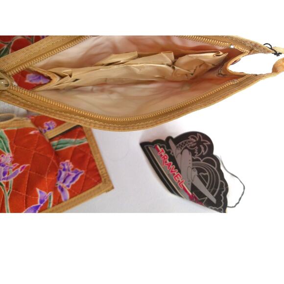 Vintage Star Travel Accessories Floral Print Quilted Travel Toiletry Set of 5 - Picture 7 of 11